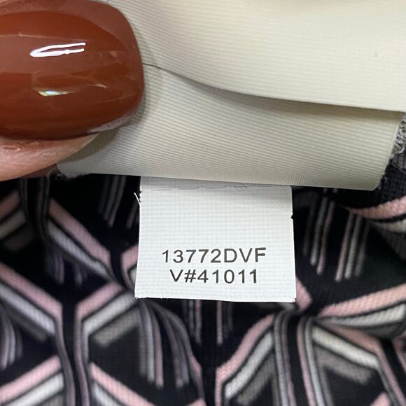 Diane Von Furstenberg Karis Geometric Silk Faux Wrap Dress Size 6 Black Pink DVF - Picture 10 of 11